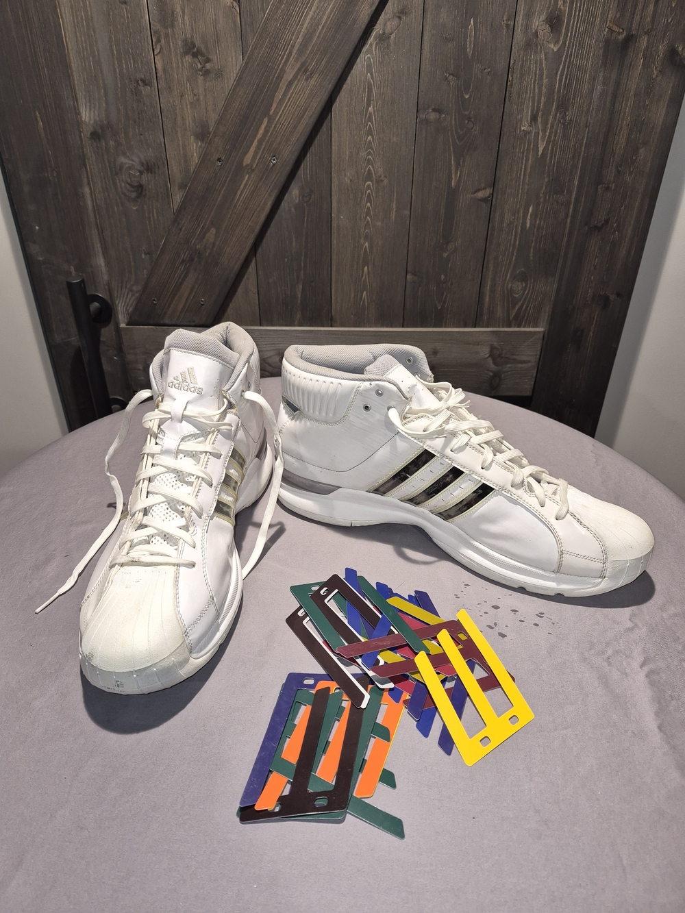 Adidas Pro Model 08 White Black  Size 19 High Top Sneakers